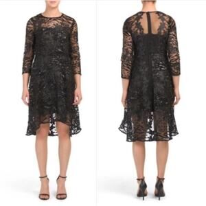 Nanette Lepore Black Sheer Lace Embroidered Dress NWT